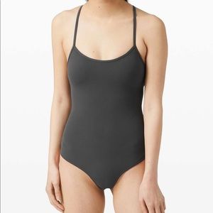 Lululemon Graphite Grey Power Y-Back Bodysuit, Size 6